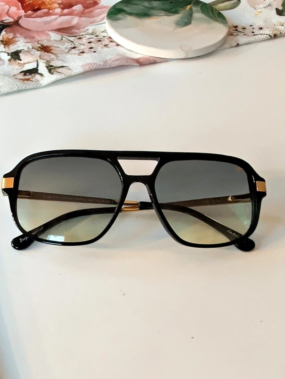 Vintage Frames Company Pit Boss Black 18KT Gold Sunglasses
